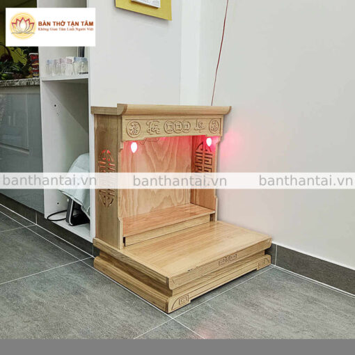 Bàn thờ thần tài thổ địa hiện đại (Tài Lộc) màu trần sồi đẹp mẫu - BTT0138