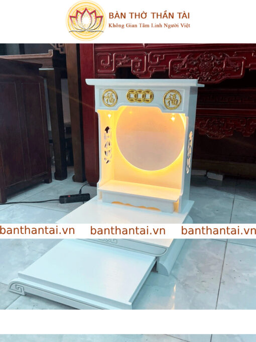 Bàn Thờ thần tài màu trắng cho gia chủ mệnh Kim – Thuỷ BTT0197 - Hình ảnh 3