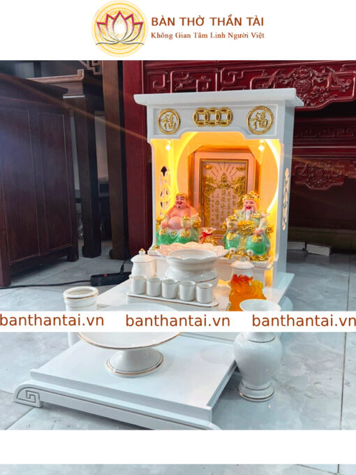 Bàn Thờ thần tài màu trắng cho gia chủ mệnh Kim – Thuỷ BTT0197 - Hình ảnh 4