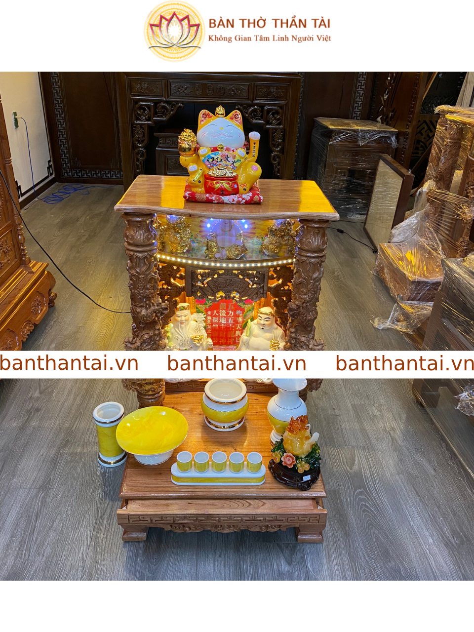 Bàn Thờ Thần Tài Thổ Địa Gỗ Xoan – BTT0209