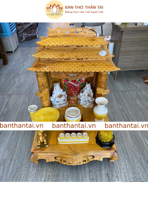 Bàn thờ thần tài ba mái Gỗ Mít ta - BTT0211 - Hình ảnh 3