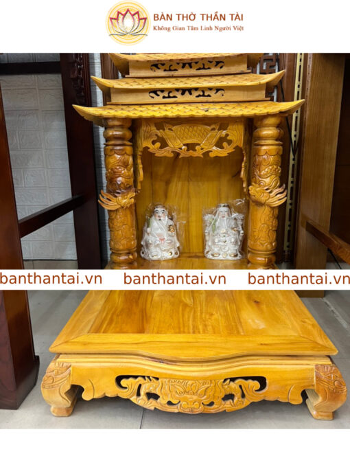 Bàn thờ thần tài ba mái Gỗ Mít ta - BTT0211 - Hình ảnh 4