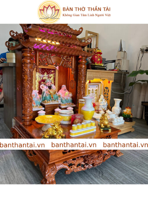 Bàn Thờ Thần Tài Gỗ Hương mẫu mái chùa - BTT0222