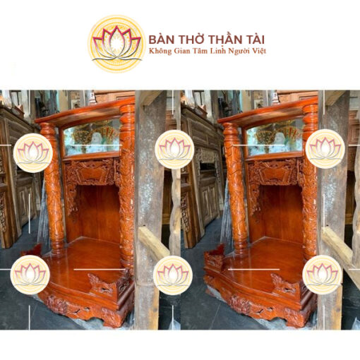 Bàn thờ thần tài ông địa gỗ căm xe 48x81cm - BTT0101 - Hình ảnh 5